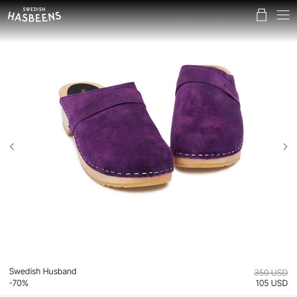 Swedish Hasbeens Purple Mules Comfortable Slip-On Clogs - Picture 2 of 7